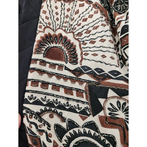 Vintage Bocoo Black Full-Zip 80s 90s 100% Silk Jacket Windbreaker Lined M‎ Beads - Picture 3 of 10